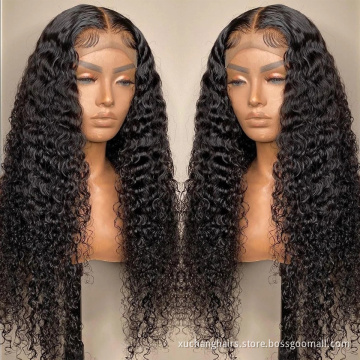 Wholesale virgin remy brazilian hair waterwave wig front lace wig naturel african wigs black women